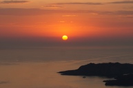 Coucher de soleil sur La Caldera, Santorini, Grèce